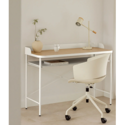 Bureau 120x50 cm en acier et MDF blanc