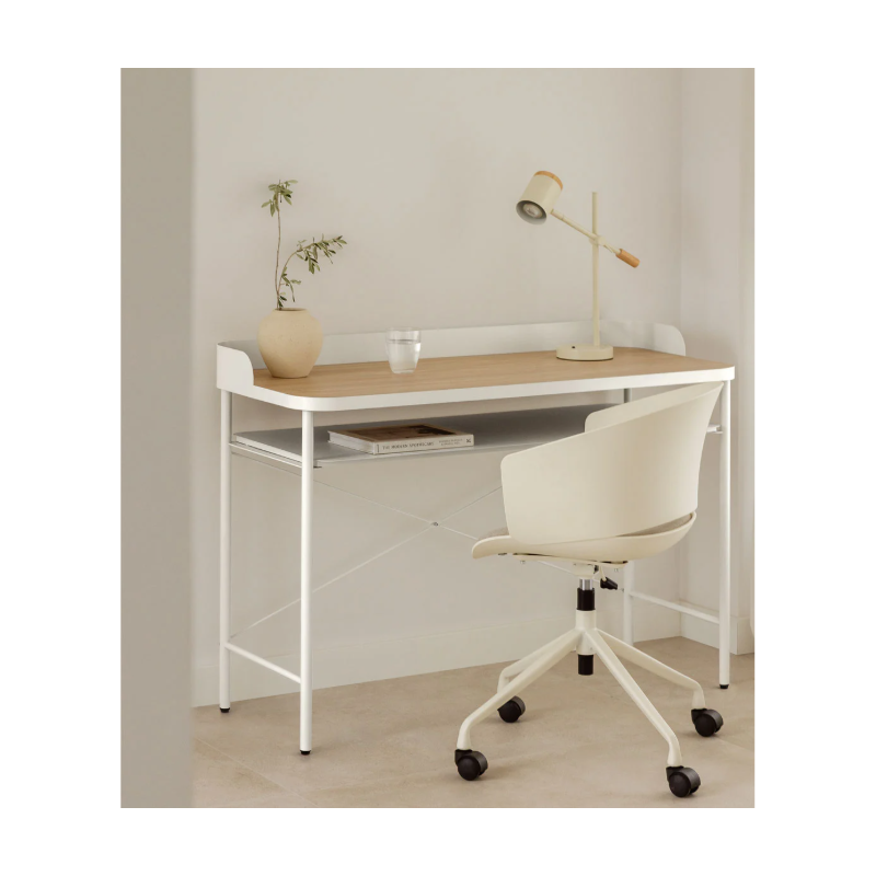 Bureau 120x50 cm en acier et MDF blanc