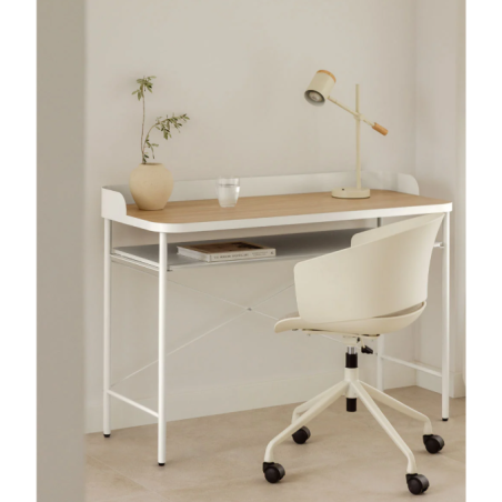 Bureau 120x50 cm en acier et MDF blanc